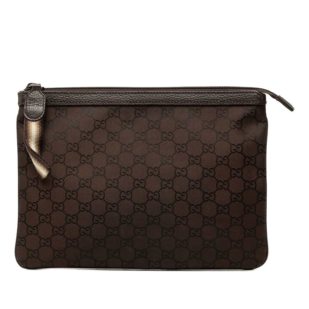 Pre-Loved Gucci GG Nylon Top Zip Clutch